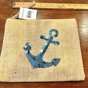Sequin Anchor Burlap Wet Bag
